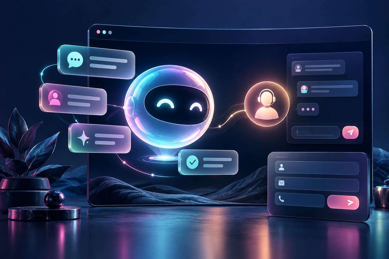 3D conversational assistant with a human handoff signal