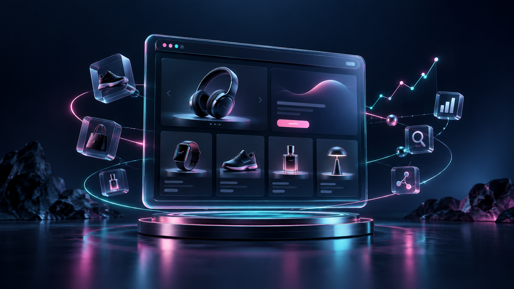 3D ecommerce storefront with product intelligence signals